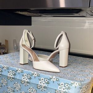 Aldo White Ankle Strap Block Heels- worn once!!